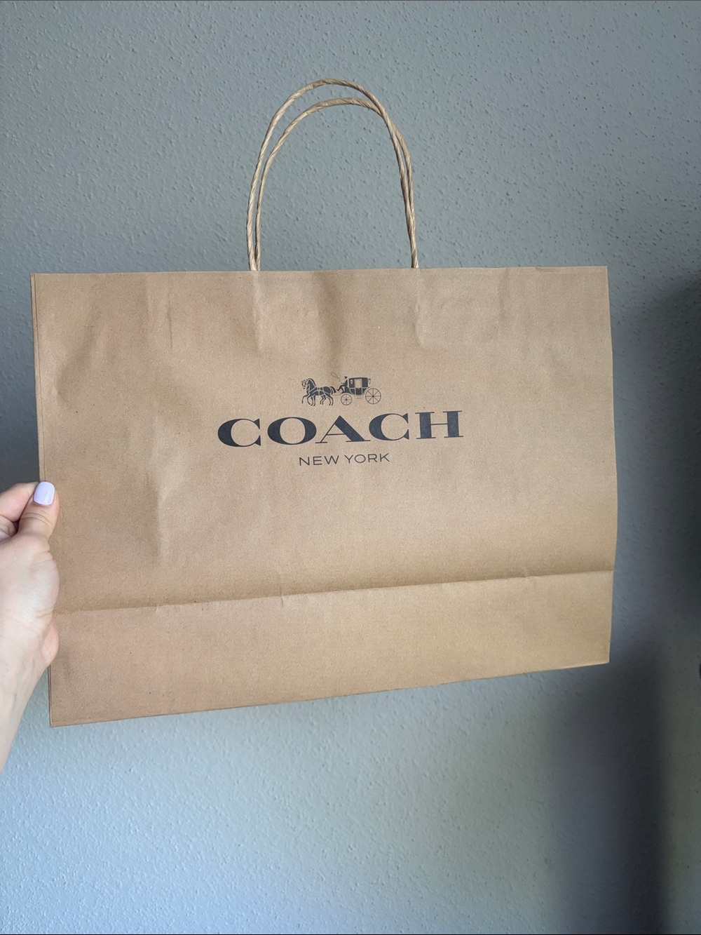 Coach Medium Size Brown Paper Shopping Bag with Black Logo